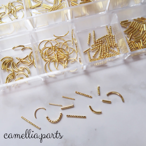 12種【メタルパーツアソートセット】ゴールド ネイルアート レジン封入