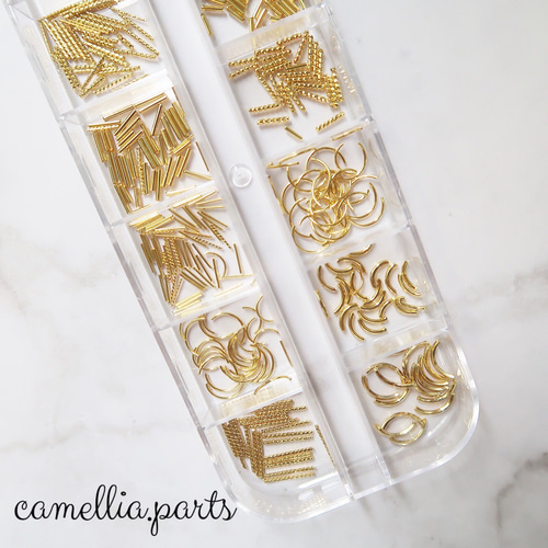 12種【メタルパーツアソートセット】ゴールド ネイルアート レジン封入