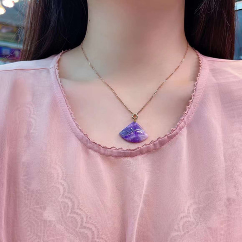 天然無処理 スギライト ペンダントトップ k18 No980 ネックレス