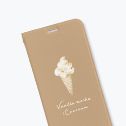 iCecream 手帳型ケース　スマホケース　iPhoneケース　アイスクリーム　いちご　ココア 4枚目の画像