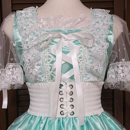 アイドル衣装 水色×白 編み上げリボン オリジナル 加わる ハンドメイド  