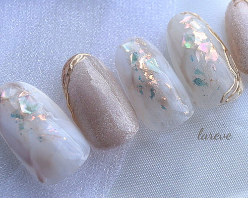 マーブルネイル／ニュアンスネイル／マグネットネイル／グレージュ