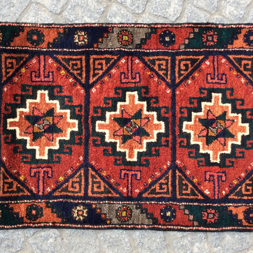 手織りトルコ絨毯 111x57cm アンティーク ラグ カーペット・絨毯・ラグ 
