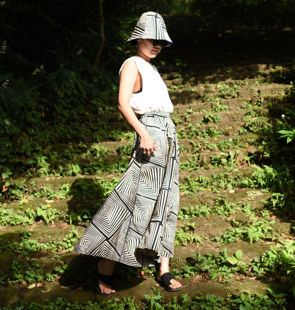 Aラインフレアスカート07 ロングスカート　woman アフリカンプリント　リラックスウェア　アフリカ布 3枚目の画像