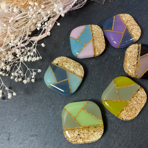 くすみカラー ハンドメイド レジン パステルカラー ヘアアクセサリー