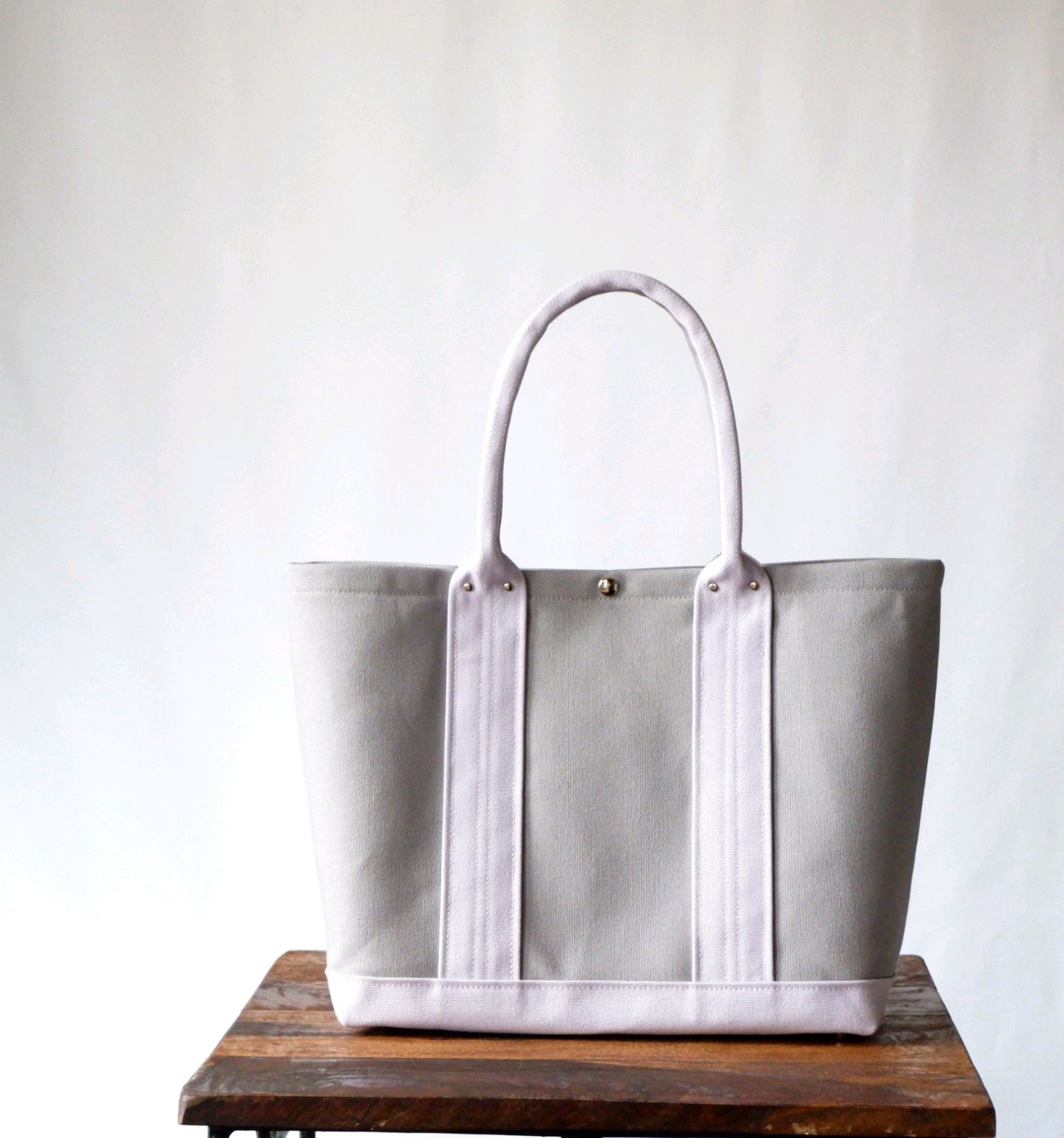 A4トート◇classic |倉敷帆布| ストームグレー×ライトパープル