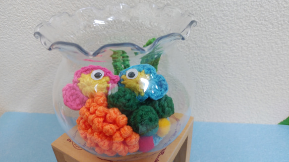 ☆かぐや☆金魚鉢の中の熱帯魚カップル＆サンゴ（2）＊あみぐるみ＊ハンドメイド＊ 4枚目の画像