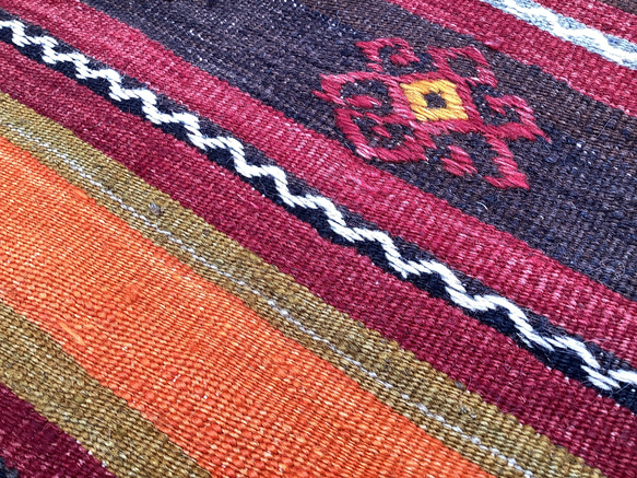 オールドキリム トルコ 手織り ヴィンテージ ラグ 85x63cm 5枚目の画像