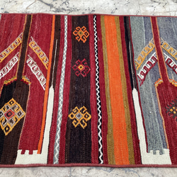 オールドキリム トルコ 手織り ヴィンテージ ラグ 85x63cm 8枚目の画像