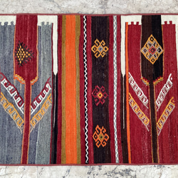 オールドキリム トルコ 手織り ヴィンテージ ラグ 85x63cm 3枚目の画像