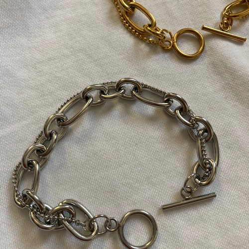 ーlayered chain braceletー サージカルステンレス チェーン