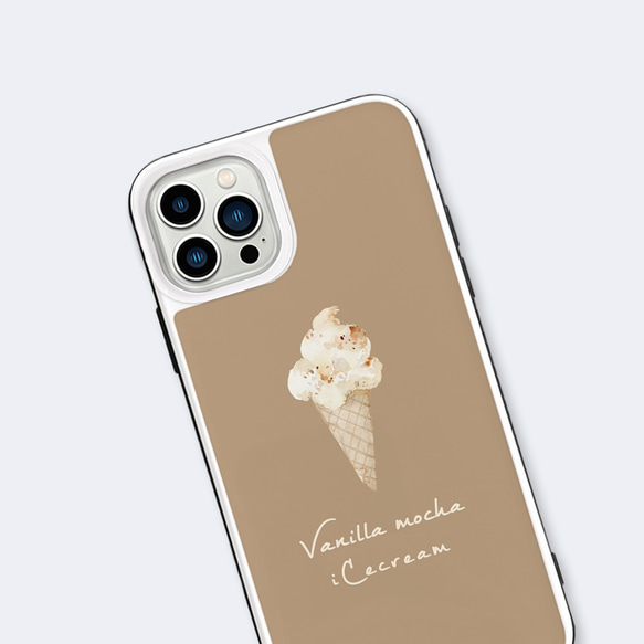 iCecream　強化ガラスケース　スマホケース　 iPhoneケース　　アイスクリーム　いちご 4枚目の画像