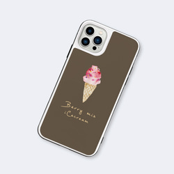 iCecream　強化ガラスケース　スマホケース　 iPhoneケース　　アイスクリーム　いちご 2枚目の画像