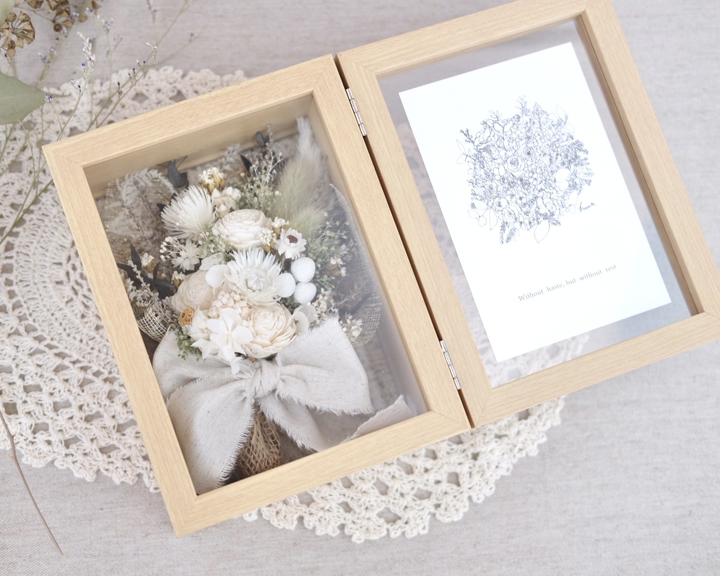 【名入れ可能/結婚祝い】エルビエフォトフレームホワイト/両親贈答品/結婚誓約書／両親感謝状