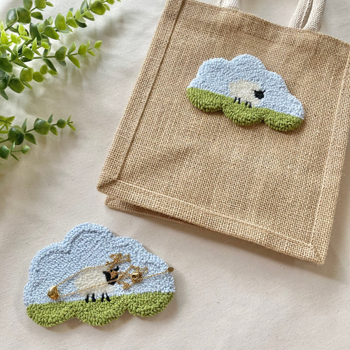 送料込み】ひつじ コースター アクセサリートレイ ミニマット もこもこ