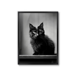 "The Black Cat."/モノクロフォトアートポスター　モノトーンポスター　インテリアやプレゼントにどうぞ。 1枚目の画像
