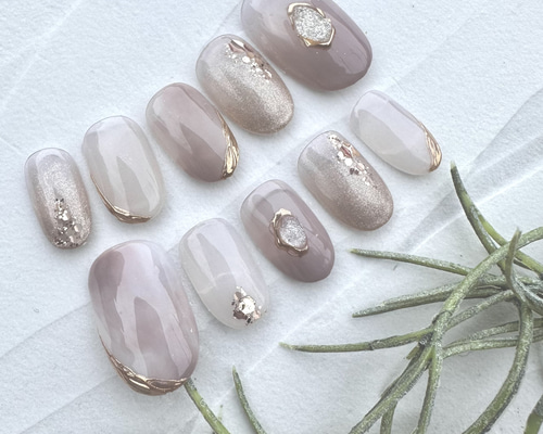 ピエロページ 急7 2点分 ネイルチップオーダー Luxuryネイルチップ【セレブニュアンスライン】 | GRACE NAIL TOKYO