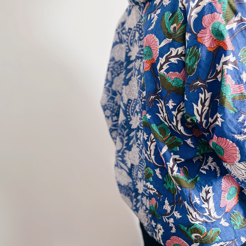 インド綿(ブロックプリント)のPatchworkボックスシャツ[Creema