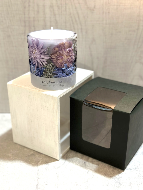 Botanical flower candle(ラベンダー)お花たっぷりボタニカルフラワーキャンドル 3枚目の画像