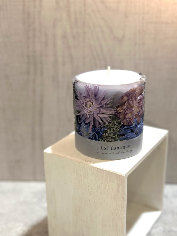 Botanical flower candle(ラベンダー)お花たっぷりボタニカルフラワーキャンドル 2枚目の画像