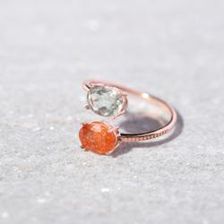 ビンテージ オレンジストーンの創作リング 蔦と粒状台座 約14.5号 ビンテージ オレンジストーンの創作リング 蔦と粒状台座 約14.5