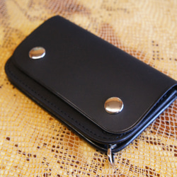 BURNY 牛ヌメ革製 ミニトラッカーウォレット MTW1B 黒 ブラック 本革 バイカーウォレット レザー 財布 3枚目の画像