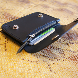 BURNY 牛ヌメ革製 ミニトラッカーウォレット MTW1B 黒 ブラック 本革 バイカーウォレット レザー 財布 5枚目の画像