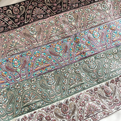 【50cm】インド刺繍リボン　パープル　シルク　GS820 6枚目の画像