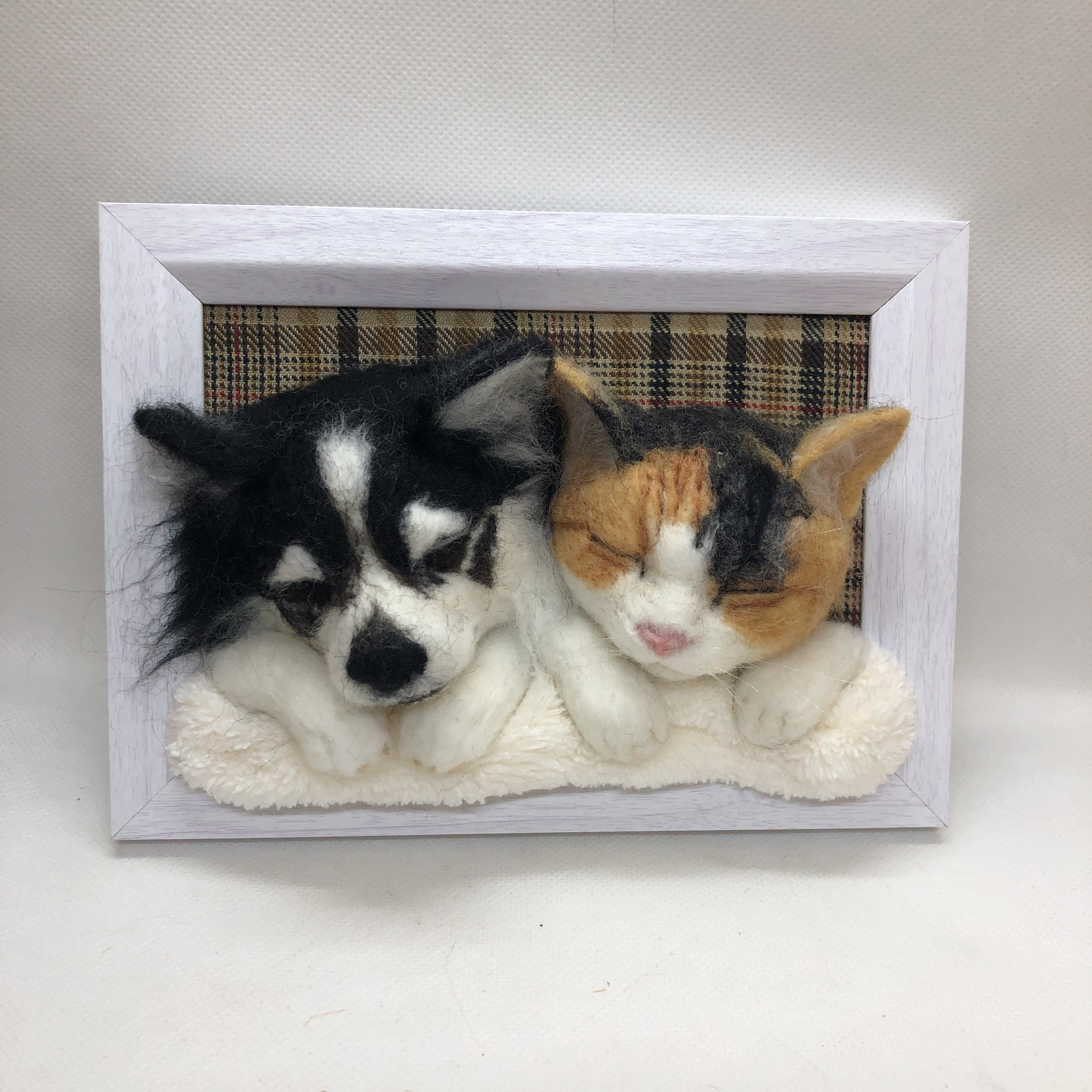 3匹一緒のフレーム　オーダーメイド　羊毛フェルト　うちの子