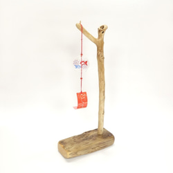 【温泉流木】おもしろ枝とカッコイイ角材の流木風鈴スタンド フックスタンド 流木インテリア 1枚目の画像