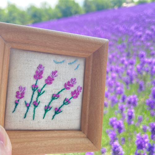 ぽこぽこラベンダー 初夏に飾りたい 刺繍 フレーム 額 （受注作品