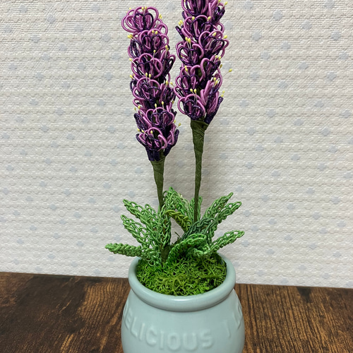 水引アート ラベンダー 鉢植え(ブルー) アーティシャルフラワー 枯れ