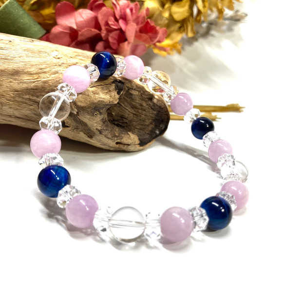 クンツァイト ブルータイガーアイ 水晶 天然石 ブレスレット 8mm