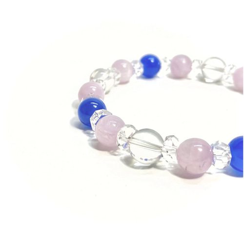 クンツァイト 青瑪瑙 水晶 天然石 ブレスレット 8mm /パワー