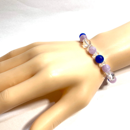 クンツァイト 青瑪瑙 水晶 天然石 ブレスレット 8mm /パワー
