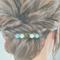 ボタン ヘアクリップ ヘアアクセサリー ハンドメイド シルバー ゴールド タイル 15枚目の画像