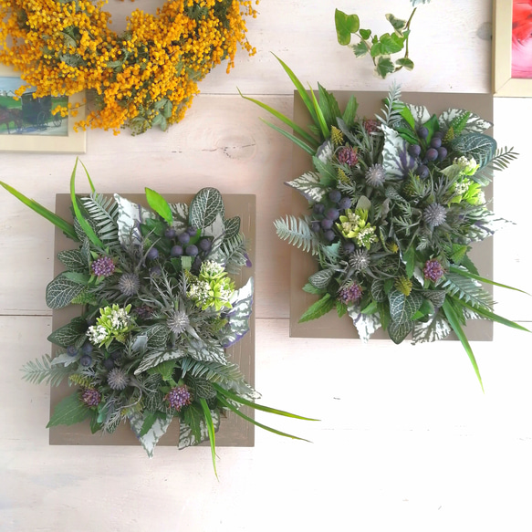 (再販)【縦長2つセット】大きめの壁掛けフェイクグリーン(長方形タイプ)　ウォールグリーン　人工観葉植物　造花 8枚目の画像
