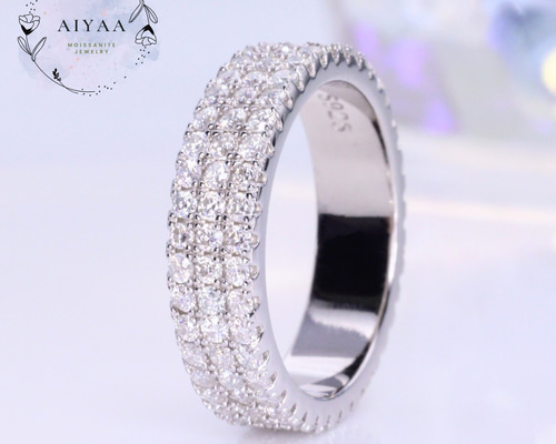 特売！一際引き立てる華やかなエタニティリングフルバンド　モアサナイト約３ｃｔ モアサナイト モアッサナイト フルエタニティリング 3 rings 1.5