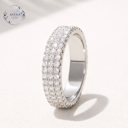 モアサナイト フルエタニティリング｜1.5mm 3連デザイン（Dカラー