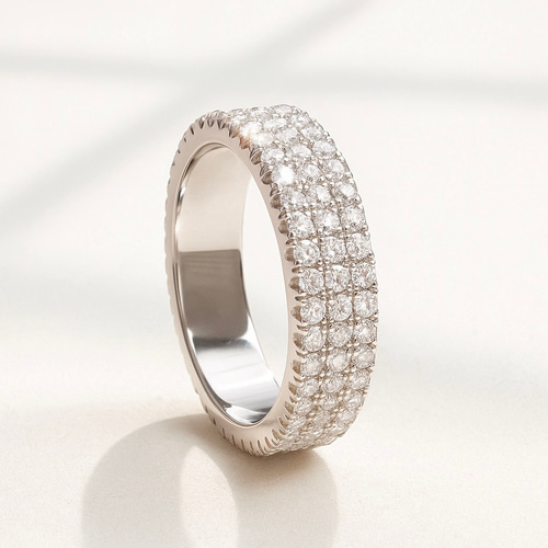 モアサナイト フルエタニティリング｜1.5mm 3連デザイン（Dカラー