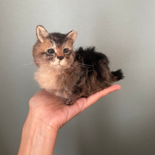羊毛フェルト　キジトラ(子猫) リアルなキジトラ子猫が完成するまで【羊毛フェルト制作