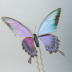 蝶（ミヤマカラスアゲハ）のかんざし（マジョーラ） 5枚目の画像