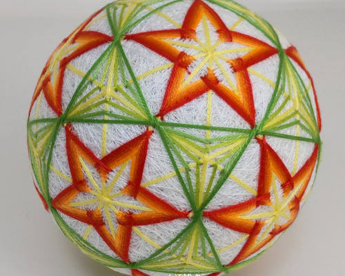 手毬猫の店 てまり「星と三角」白地紅葉10cm 手まり 手毬 手鞠 四季の