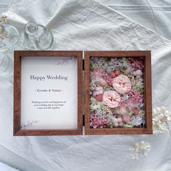 【お名前入れ可能】フラワーフォトボックス（ピンク系）　誕生日祝い　結婚祝い　両親贈呈品　子育て感謝状 2枚目の画像