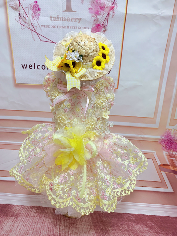 犬猫うさちゃん服 小花柄のレースワンピース ペット服・アクセサリー