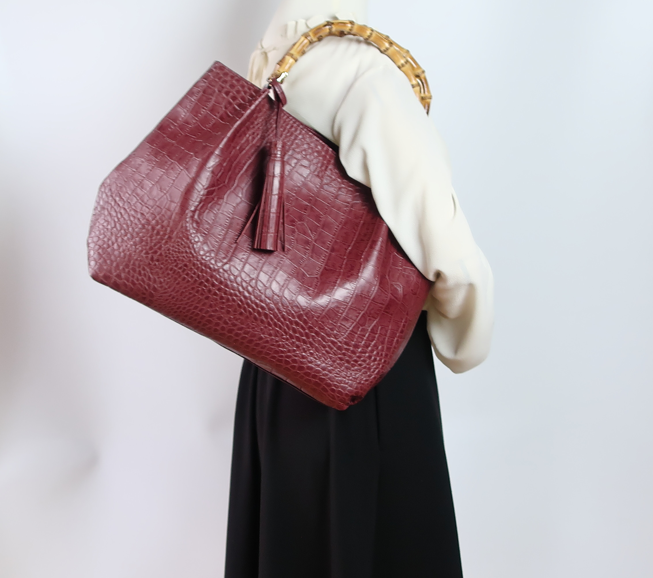 ふんわりタックバンブー(L)☆彡ボルドー・お色違いも対応可能・受注製作・Ａ4サイズ