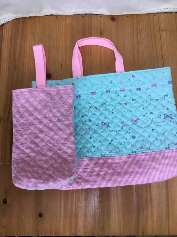 sale  女児　入園入学準備　くつ袋と手提げ袋セット 2枚目の画像