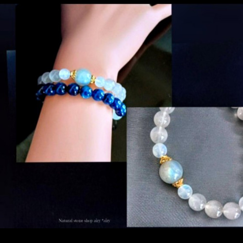 ✿希少ブルーアンフィボールインクォーツ&ラブラドライト神秘的な