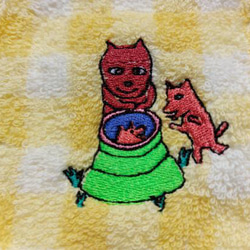 かくれんぼタオルハンカチ 刺繍 可愛い ギンガムチェック 熊 動物 グレー 13枚目の画像