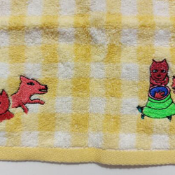 かくれんぼタオルハンカチ 刺繍 可愛い ギンガムチェック 熊 動物 グレー 10枚目の画像